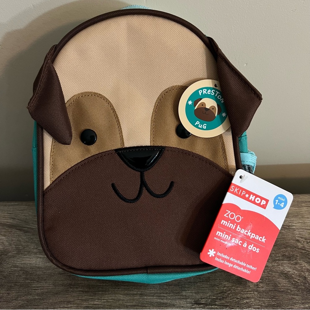 Skip Hop Zoo Preston Pug Mini Backpack w Detachable Tether Preschool